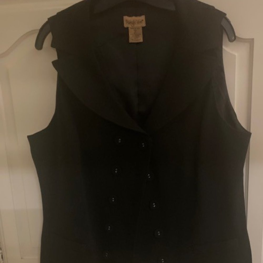Midnight Velvet Black Sleeveless Double-Breasted Vest